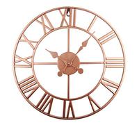 Horloge Murale Geante, Traditionnel Vintage Rétro Art Industriel Horloge Murale avec Chiffres Romains Murale Décoratives pour Cuisine, Salon, Bureau (cuivre)