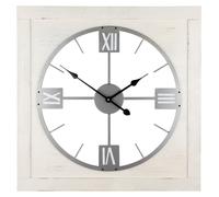 Horloge murale Gilde, carrée, style "vintage", en MDF et métal, couleur crème, emballage de 1 pièce, L. 3,5 cm, l. 71 cm, H. 71 cm. Numéro d'article : 84138. Code EAN : 4001250841388