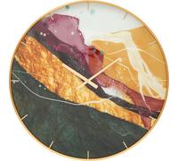 Horloge Murale Glam Mity Ø 80 Cm En Verre, Mdf Et Métal Avec Cadre Doré Et Cadran Multicolore - Design Décoratif Rond