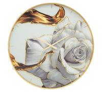 Horloge murale Glass Rose XL en verre et aluminium tonalités rose