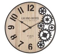 Horloge murale Grand Hotel Paris en bois et fer industrial