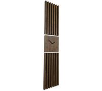 Horloge murale grande chêne moderne panneau de suspension lamelles 155x30cm sans bruit de tic-tac moderne bois chêne noir MDF aspect bois salon (brun)