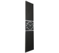 Horloge murale grande chêne moderne panneau de suspension lamelles 155x30cm sans bruit de tic-tac moderne bois chêne noir MDF aspect bois salon (noir)