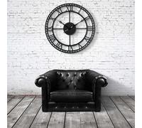 Horloge murale grande Vintage Retro XXL Diamètre 80 cm Métal Industriel Noir Blanc Doré (Noir)