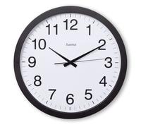 Hama Horloge murale Aruba Ø 40 cm – silencieuse, à quartz, couvercle en verre, pile incluse – Noir