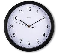 Hama Horloge murale Elba – à quartz silencieuse Ø 25 cm, sans tic-tac, verre – Noir