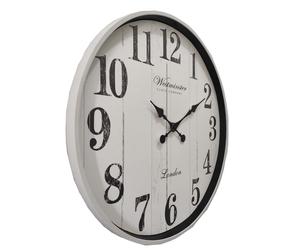 Horloge murale, horloge de cuisine, analogique, à piles, verre, blanche, salon, diamètre 50,6 cm