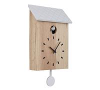 Horloge murale horloge en bois coucou pendule brun blanc, volume réglable l x h 22 x 38 cm