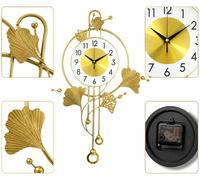 Horloge murale - Horloge en métal moderne - 52 cm - Fonctionnement silencieux - Quartz - Fixation murale - Décorative - Pile non incluse
