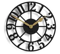 Horloge murale - Horloge squelette - Chiffres en 3D - Noir - 30 x 30 x 4 cm - Pour salon et cuisine
