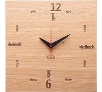 Horloge murale Huamet en bois Alternate chêne carré