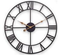 Horloge murale industrielle européenne, 76 cm, noire, silencieuse, sans tic-tac, en métal, horloge murale décorative pour le salon, la cuisine, la chambre à coucher ou le bureau