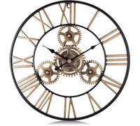 Horloge murale industrielle - PZCC - PZCC - 50 cm - Engrenages dorés - Chiffres romains