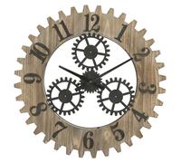 Horloge murale Ingranaggio Plus style industriel en fer et bois