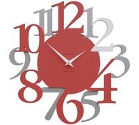 Horloge murale italienne, grande taille, élégante, idéale pour le salon, grands chiffres, en aluminium et blanc, rouge vif