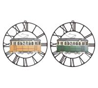 Horloge murale, jaune et verte, dimensions : 49,5 x 3,5 x 48 cm