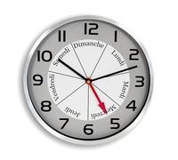Horloge Murale Jour Et Heure FISHTEC Jours En Français Cadran Lisible Cadre Aluminium 30x3,5 Cm