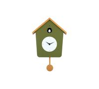 Karlsson Horloge murale Cuckoo Light KA6044DG - Quartz Unisexe - Vert armée avec chêne jaune