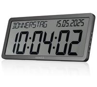 Horloge murale Kienzle avec indication de la date, grand écran LCD, couleur anthracite, 36,5 cm