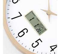 Horloge murale Lafocuse Silent avec calendrier Digital LCD, Horloge murale vintage avec date, jour de la semaine et thermomètre, Beige Horloge analogique à quartz pour salon, chambre, bureau, cuisine 