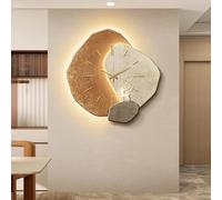 Horloge Murale LED 3D, décoration Murale en Porcelaine Cristal, éclairage Moderne et Silencieux, Design sans Cadre, Horloge décorative à Brancher pour Salon, Chambre (Marron 3 50x50cm/19.7x1