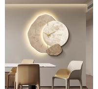 Horloge Murale LED 3D, décoration Murale en Porcelaine Cristal, éclairage Moderne et Silencieux, Design sans Cadre, Horloge décorative à Brancher pour Salon, Chambre (Marron 1 50 x 50 cm / 1