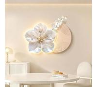 Horloge murale LED 3D - Motif papillon floral silencieux sans tic-tac avec télécommande pour salon, chambre à coucher, salle à manger, 60 x 40 cm