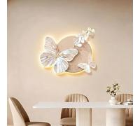 Horloge murale LED 3D - Motif papillon floral silencieux sans tic-tac avec télécommande pour salon, chambre à coucher, salle à manger, 60 x 40 cm
