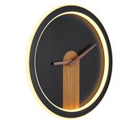 Horloge murale LED aspect bois Applique murale avec horloge Horloge murale analogique avec éclairage, rétroéclairage, 20W 825Lm blanc chaud, DxH 31 x 5,5 cm