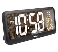 Horloge murale LED avec thermomètre, réveil et indication de la date, dimensions 37x17 cm, couleur noire