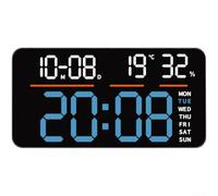 Horloge Murale LED Géante 33cm pour affichage Température Horloge(Blue Light)