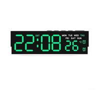 Horloge Murale LED Géante Affichage Heure pour jour Température Date - pour réveil Digital avec Veilleuse Douce pour Bureau Maison 16.8cm(A)