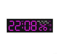 Horloge Murale LED Géante Affichage Heure pour jour Température Date - pour réveil Digital avec Veilleuse Douce pour Bureau Maison 16.8cm(G)
