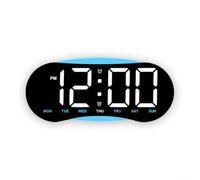 Horloge murale LED grand écran, design simple, éclairage créatif, horloge de table (noir + bleu)