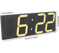 Horloge murale LED - Horloge murale numérique - Grand affichage LED 45×16×2,5 cm - Silencieux - Acrylique - Avec réveil - Beige