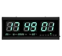 Horloge murale LED - Horloge numérique - 48 × 19 cm - Affiche la date, le jour de la semaine et la température - Fonction de réglage automatique de la luminosité - Fonctionnement silencieux - Couleur