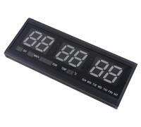 Horloge murale LED - Horloge numérique - Format horaire 12/24 heures - Calendrier - Affichage de la température - Cadre en plastique - Pour la maison/le bureau - Noir