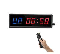 Horloge Murale LED, Minuterie de gymnastique, minuterie d'intervalle LED Gym numérique compte à rebours horloge murale Fitness, 1.5 pouces chiffres bas/haut chronomètre for la maison