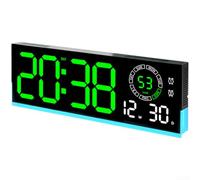 Horloge Murale LED Numérique 39cm Double pour réveil Horloge(B) | Double pour alarme indépendante, pour affichage LED brillant, lecture pour facile dans le , design rectangulaire sleek