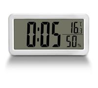 Horloge murale LED - PZCC - 15cm - Affichage numérique - Température & humidité - Réveil snooze