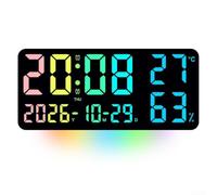 Horloge Murale LED RGB 35cm pour affichage Température Horloge | Lumières RGB dynamiques, ambiance vibrante, salon pour chambre, écran LED clair, design noir
