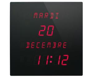 Horloge murale LED rouge, 28 cm, avec indication de la date, du jour et du mois, disponible en 3 langues