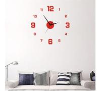 Horloge murale lumineuse 3D sans cadre en acrylique,horloge numérique autocollante,horloge muette pour salon-40CM-Rouge-not glowing