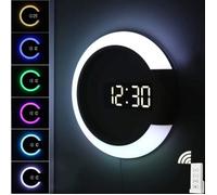 Horloge Murale Lumineuse à LED, horloge numérique, applique murale veilleuse 7 couleurs pour décoration