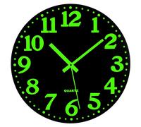 Horloge murale lumineuse, design en bois, silencieuse, ronde, couleur marron