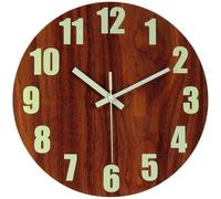 Horloge murale lumineuse, horloge murale en bois de 30 cm fonctionnant à piles, fonction d'éclairage silencieuse, sans verre, horloge murale de style village, décorative pour la chambre à coucher, con