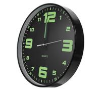 Horloge Murale Lumineuse Silencieuse Quartz Noire 29,5x29,5x4cm | ABS, Chiffres et Aiguilles Luminescents, Affichage Contrasté, pour Bureau à Domicile et Pièces Sombres