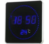 Lunartec Horloge murale radio-pilotée à LED bleues et affichage de la température