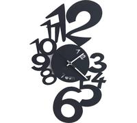 Horloge Murale Lupin Design Moderne Noir Fabriquée en Italie, Acier, d. 50 cm, Style Minimal pour Salon, Cuisine, Bureau