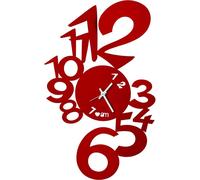 Horloge Murale Lupin Design Moderne Rouge Fabriquée en Italie, Acier, d. 50 cm, Style Minimal pour Salon, Cuisine, Bureau